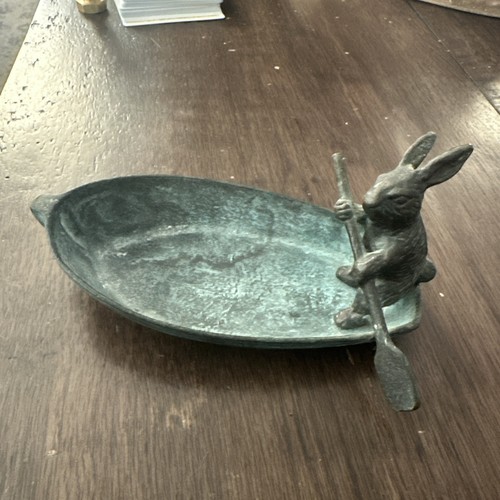 Vintage green brass cute bunny - vintage,